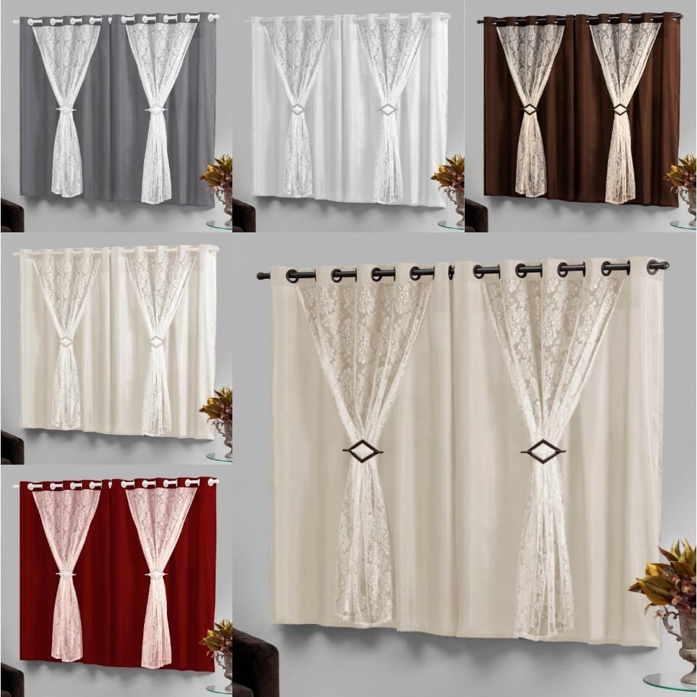 Cortina Pequena para Sala 2,20m x 1,30m com forro Marrocos