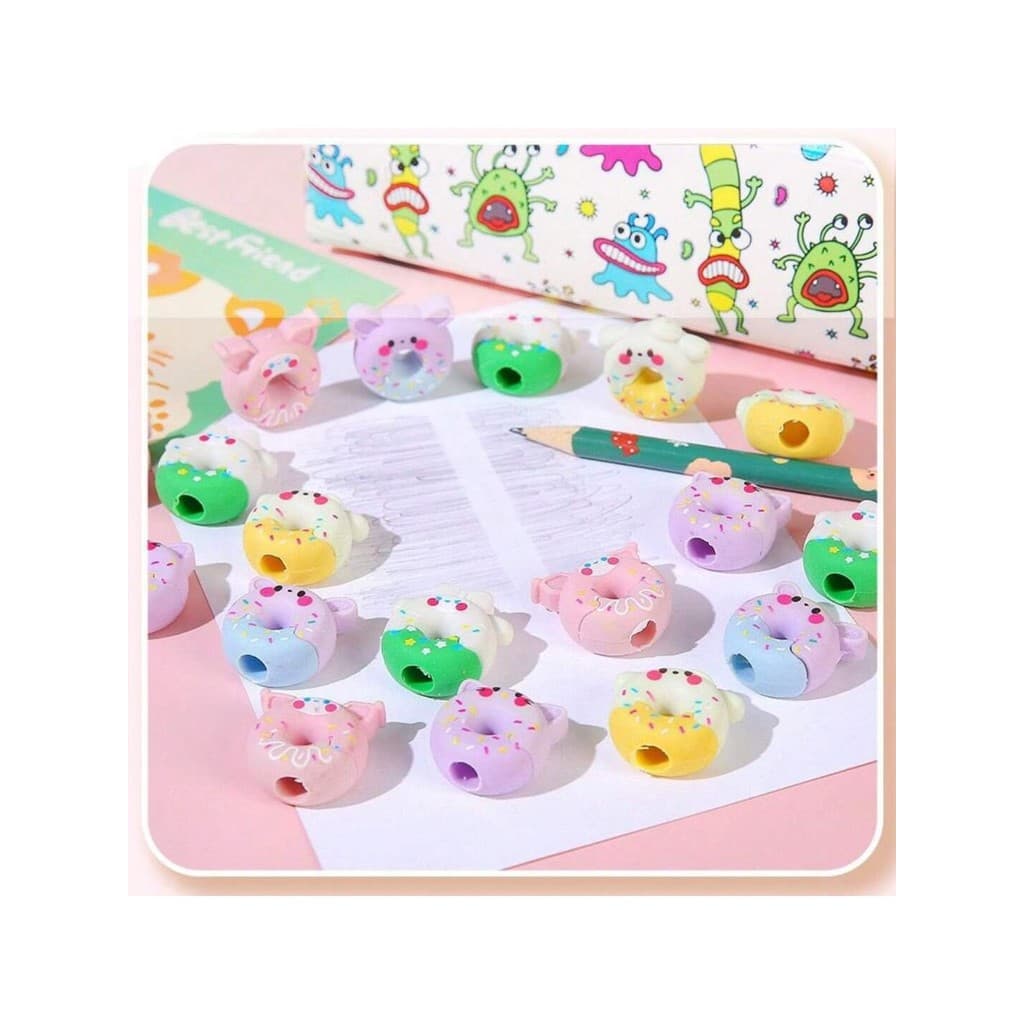 Kit com 6 Borrachas para Lápis em Formato de Donut