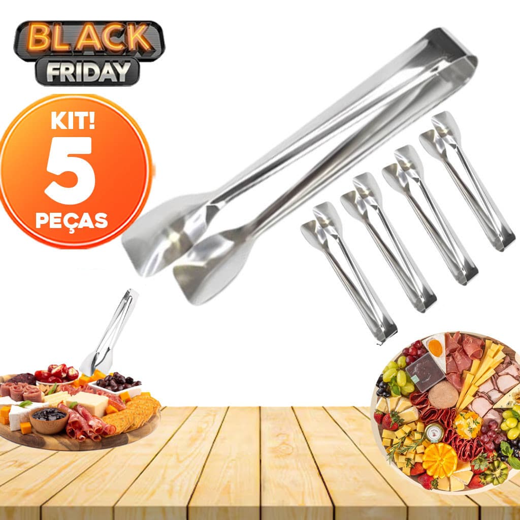Kit 05 Pegador em Inox de Frios Mesa Posta Gelo Universal Salada Carne Buffet Restaurante