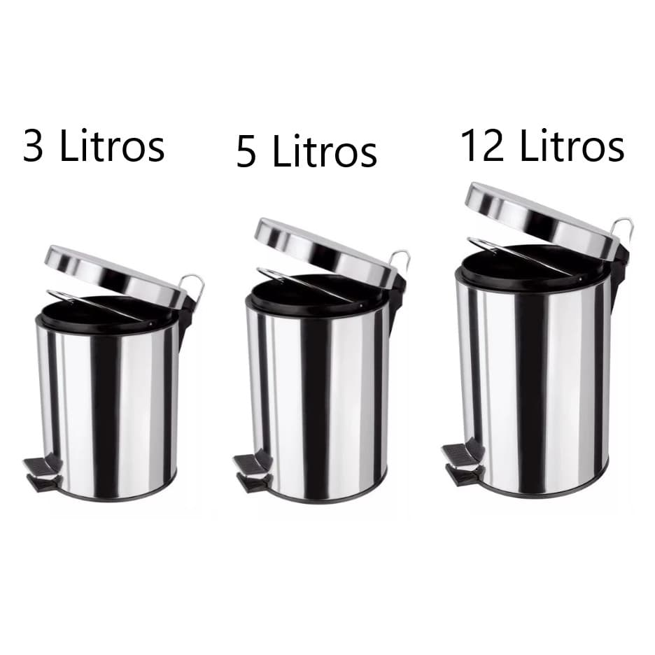 Lixeira De Aço Inox Mor Redonda  Casa Banheiro Lixo