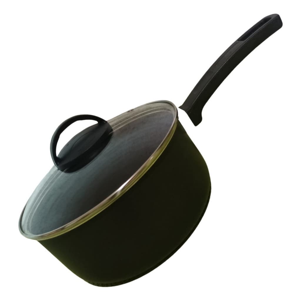 Panela Antiaderente Preto Cabo Arroz Doce Feijão Tampa Vidro