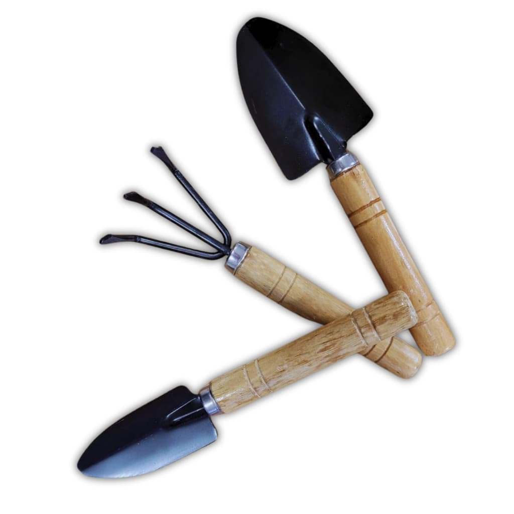 KIT JARDINAGEM PÁS EM AÇO PARA HORTA JARDIM 18CM 3 PEÇAS