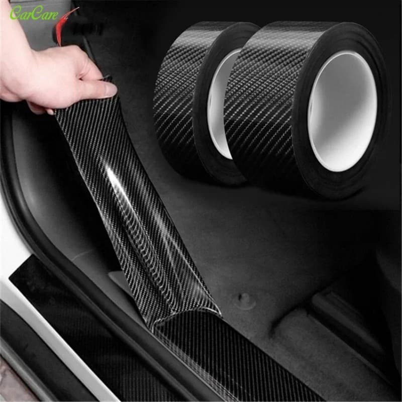 3/5M Adesivo de Fibra de Carbono DIY Fita de Proteção para Carro Faixa de Proteção de Soleira de Porta Anti-Risco Imperm