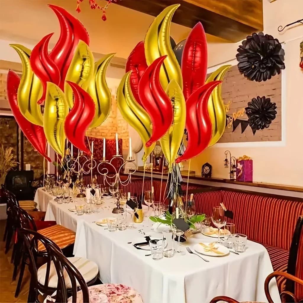 10pcs Balões De Chama De 18 Polegadas Em Forma De S Fogo Bombeiro Sam Temáticos Boy Birthday Firefighter Themed Party Decoration