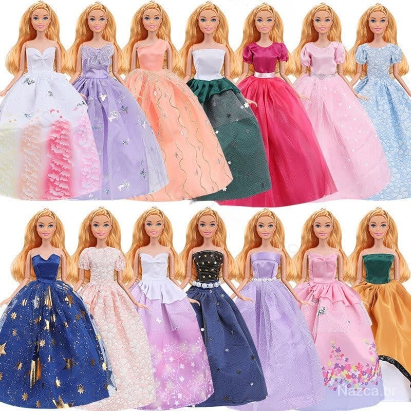 Vestido de Boneca de 30cm, Vestido de Noiva com tudo incluído, Brinquedos de Meninas, Presentes para o Dia das Crianças