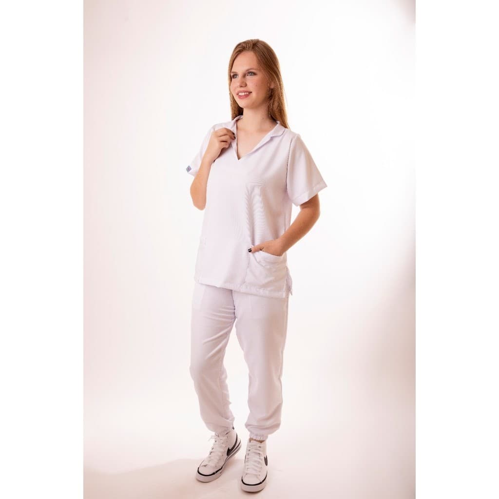 Pijama Cirúrgico Gabardine Conjunto Hospitalar Scrub Feminino Jogger com Bolsos Enfermagem/Fisio