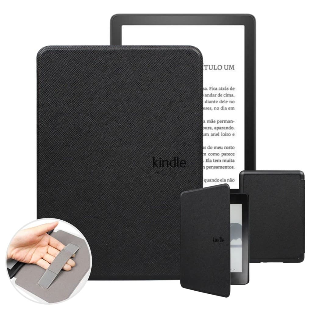capa couro sintético lisa com alça para kindle Rs23cv 2024