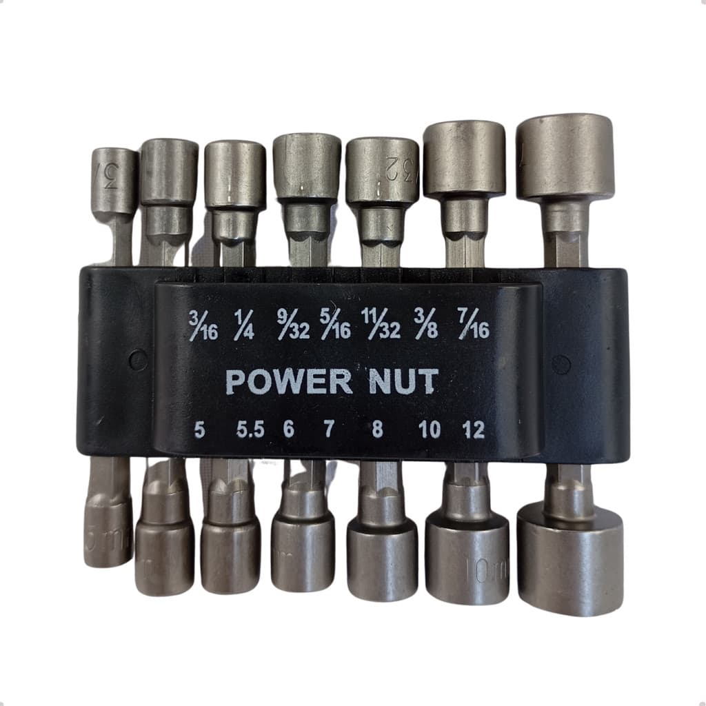 Kit Bits Canhão 14 Peças Power Nut  Soquetes para Parafusadeira e Furadeira com varias Medidas