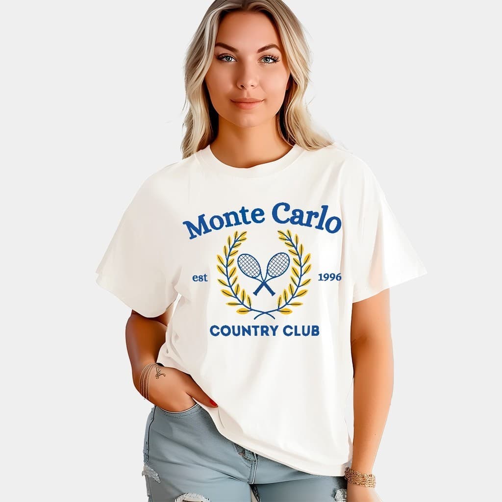 Camiseta Feminina Streetwear 100% Algodão Estampada Monte Carlo Camisa Premium