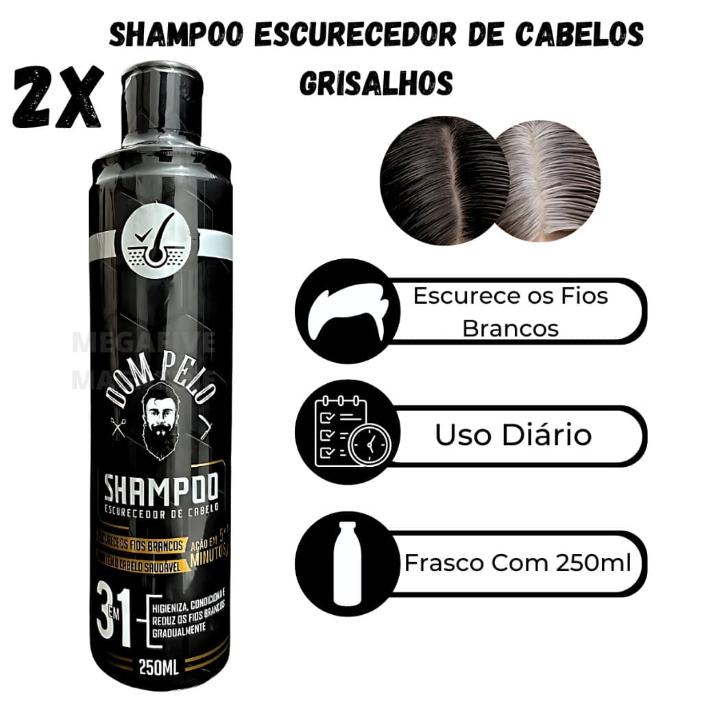 Shampoo Escurecedor De Cabelos Brancos e Grisalhos 250ml Profissional