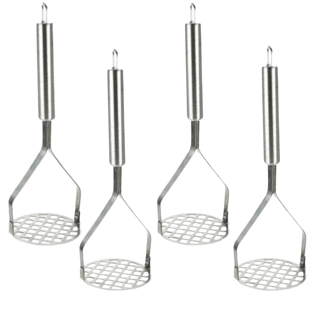 Kit 4 Amassador De Batata 26cm Legumes Purê Espremedor Inox