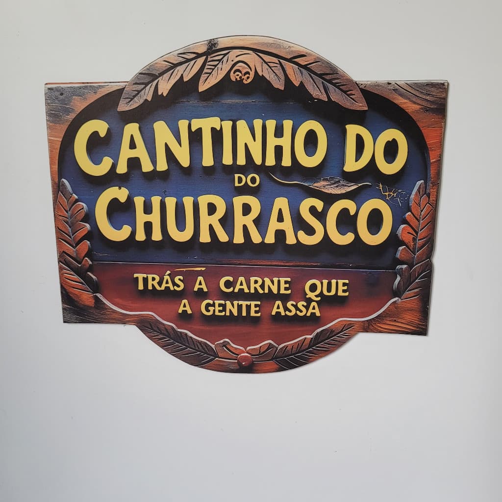 Placa Decorativa Cantinho do churrasco 32cm em MDF 2D