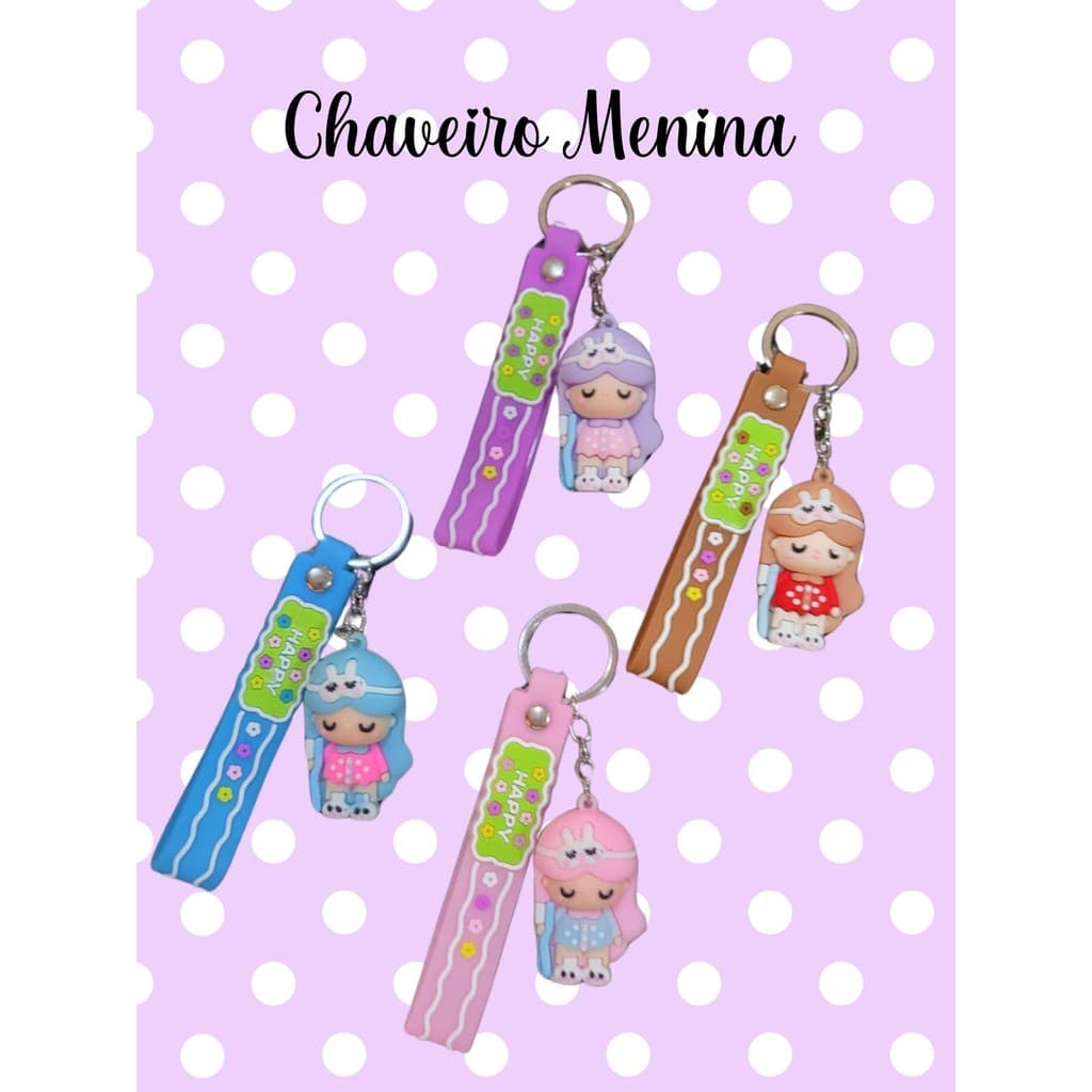 Chaveiro Menina de pijama lembrancinha chaveiros fofo professores aniversário festa papelaria revenda promoção