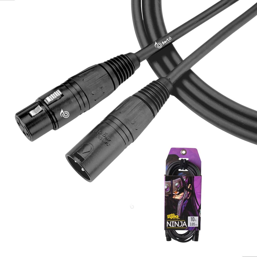 Cabo Para Microfone Bertô Santo Angelo Ninja Balanceado 3 Metros Lw Cinza Chumbo XLR Macho XLR Fêmea