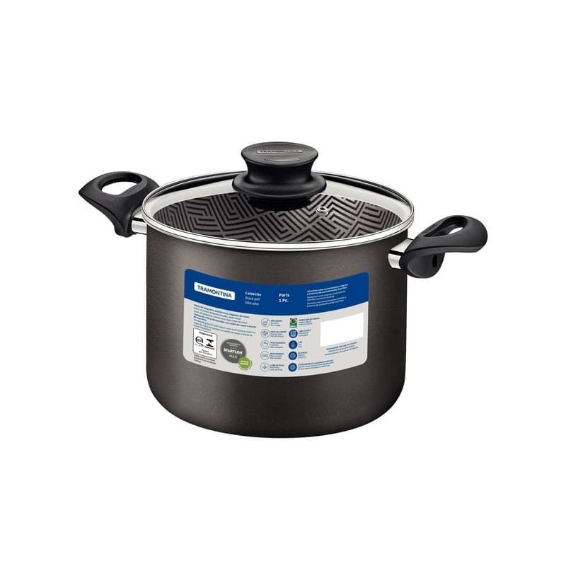 Caldeirão 16 CM 2,1L Paris Chumbo Alumínio Antiaderente Tampa Vidro