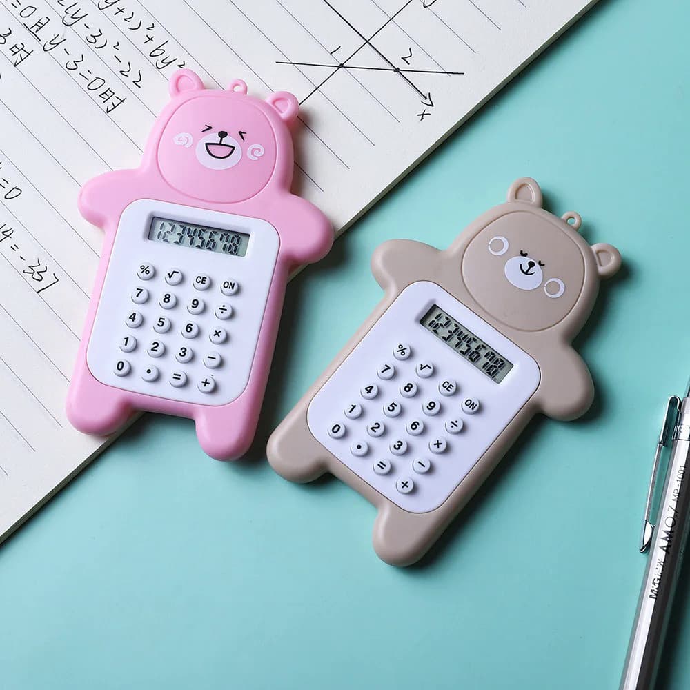 Calculadora em Forma de Urso com Botões de Silicone para Estudantes, Ferramenta de Contabilidade para Alunos Escolares