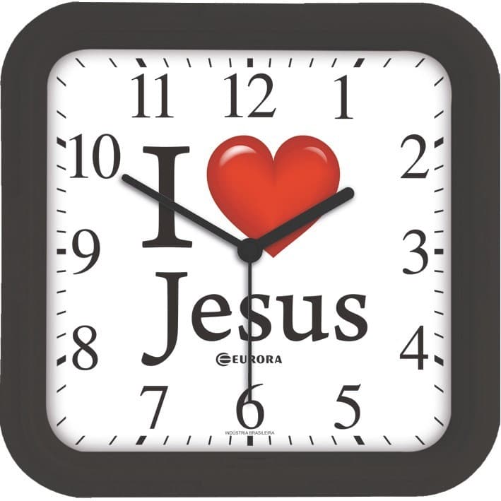 RELOGIO DE PAREDE DECORAÇÃO LOVE JESUS 23CM QUADRADO PT 6592
