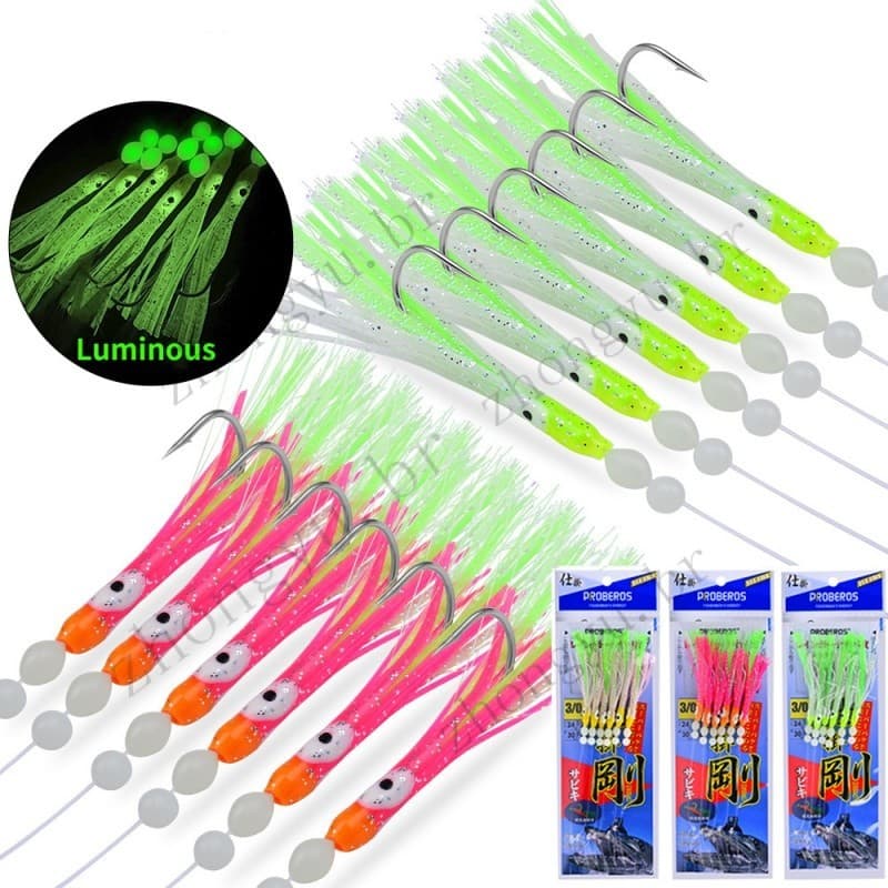 Anzol Luminoso de Lula Anzol Artificial com isca de peixe Mullet Fishing Big Objeto Pesca Biônica Anzol de Peixe