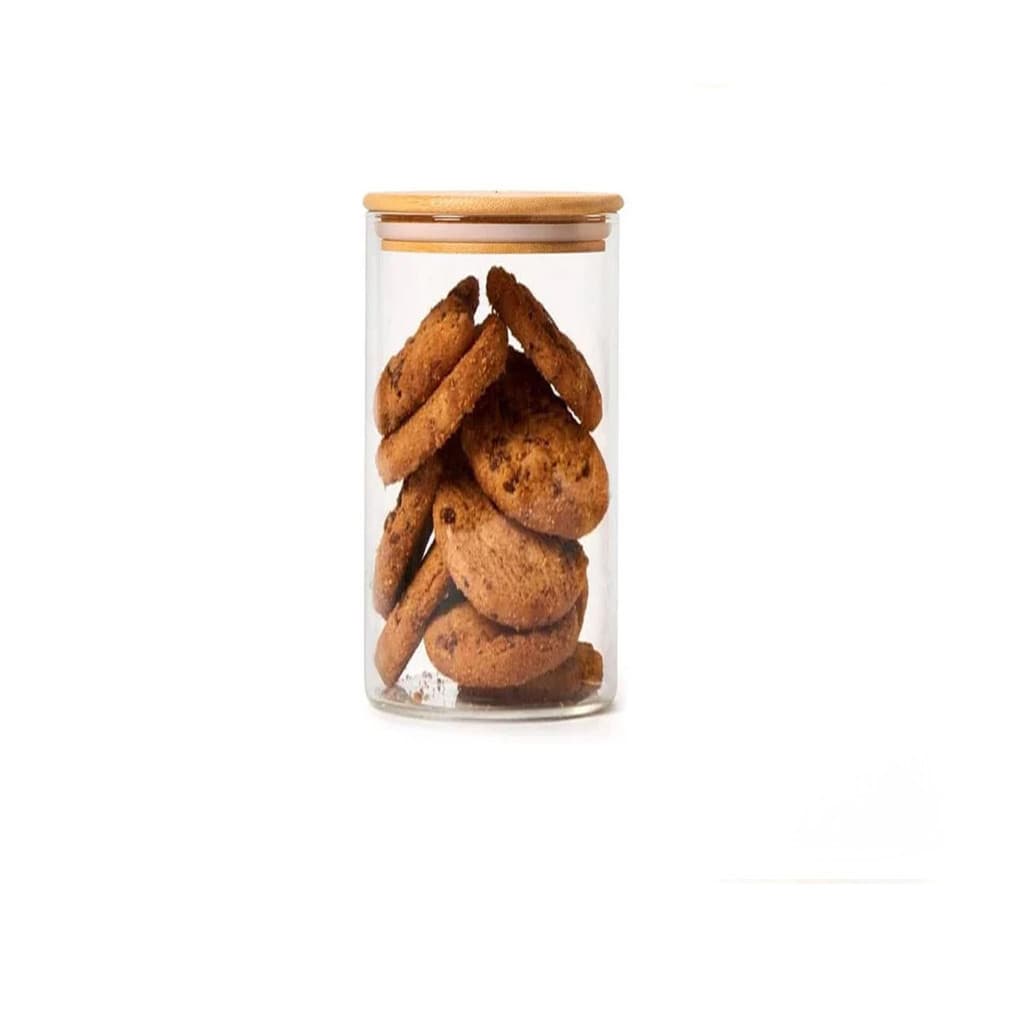Pote De Vidro hermético 1000ml Tampa de Bambu