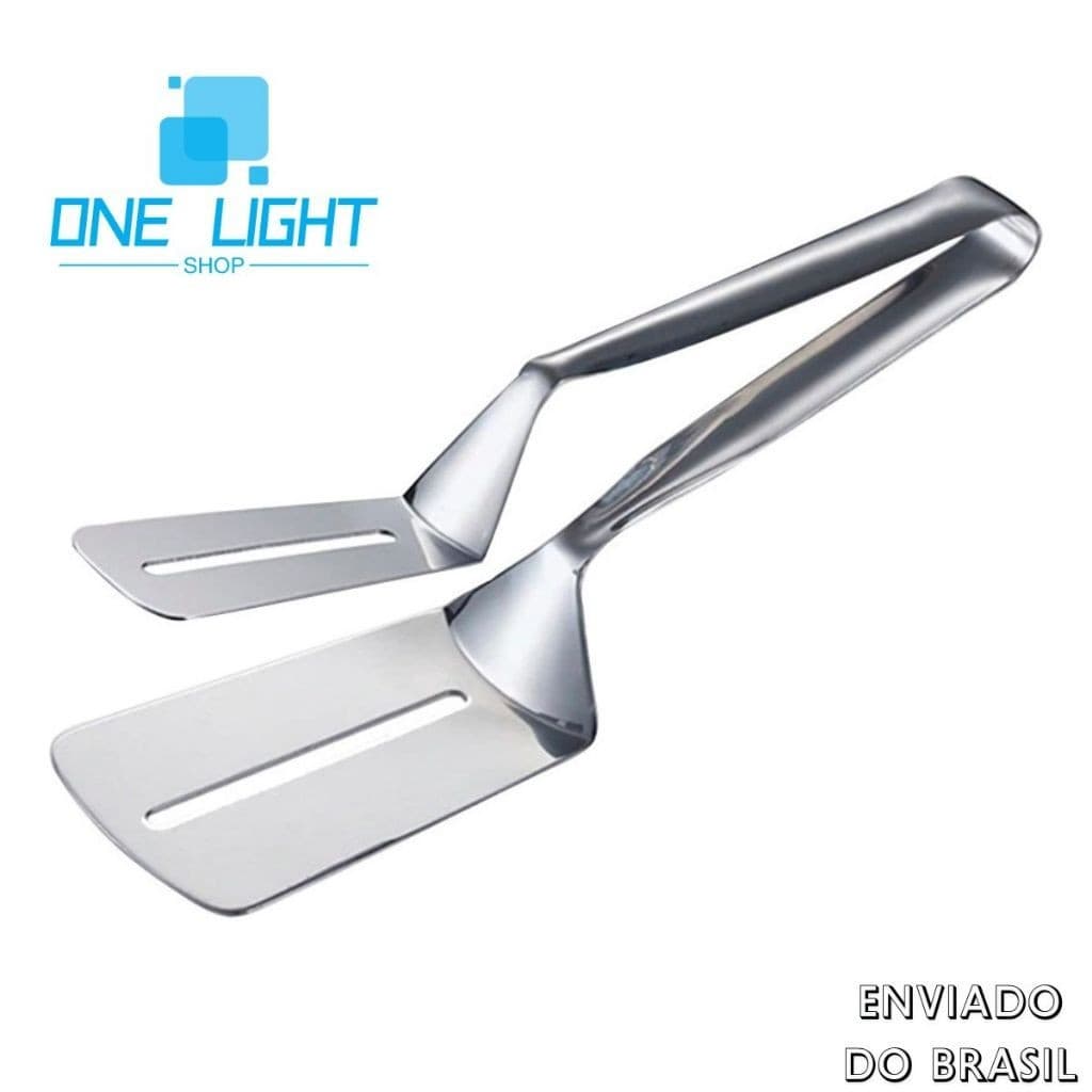 Pinça Pegador Espátula Pegadora Dupla para Alimentos em Inox