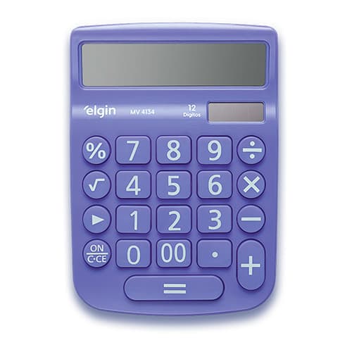 CALCULADORA MV 4134 AZUL VISOR 12 DIG. DISPLAY LCD ELGIN