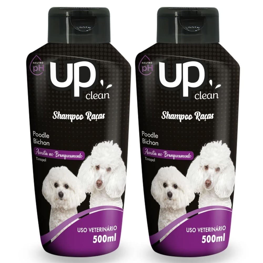 Kit 2 Shampoos para Cachorro Raças Poodle - Bichon 500ml UP Clean