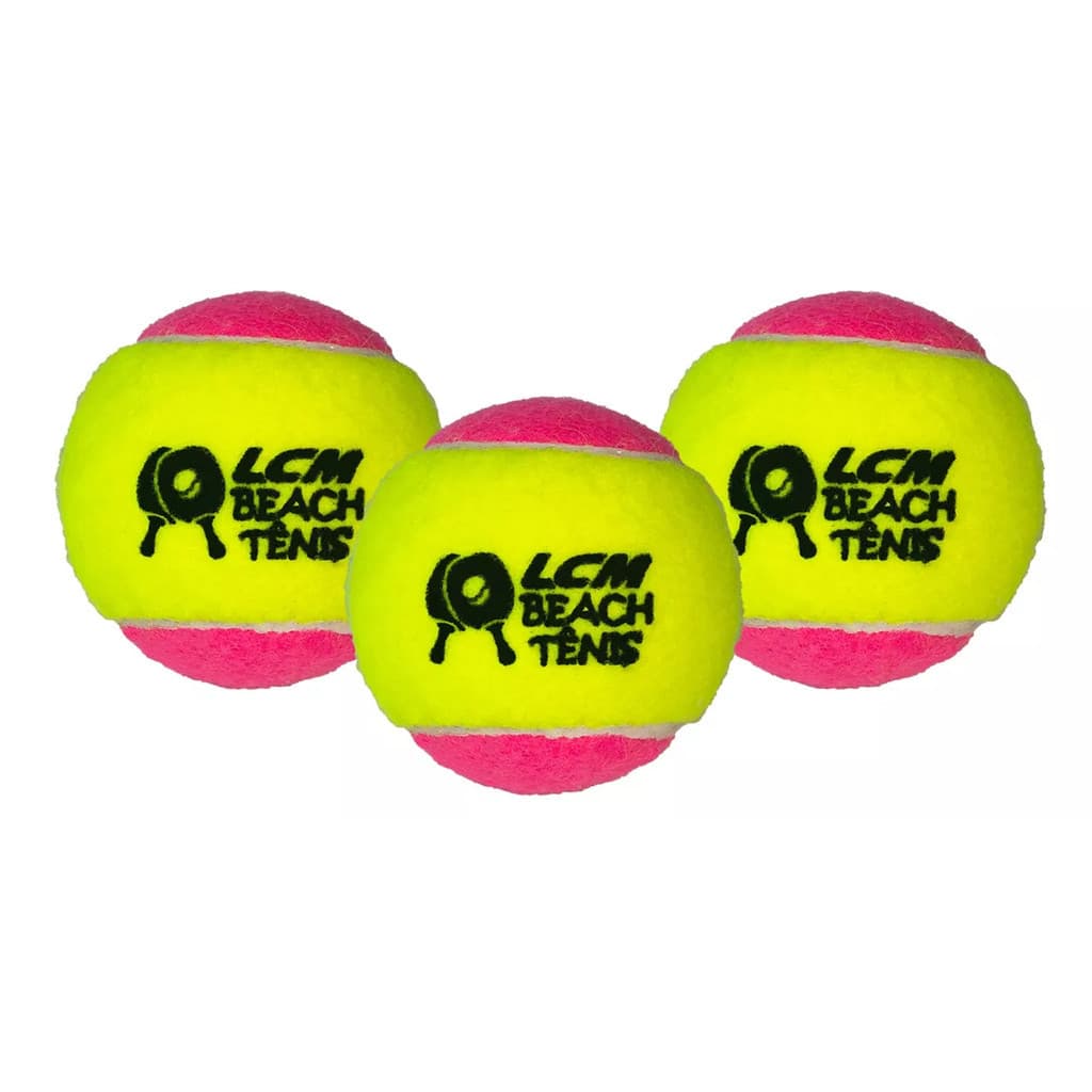 KIT com 3 Bolas Beach Tennis Bolinha Tênis Praia LCM Rosa