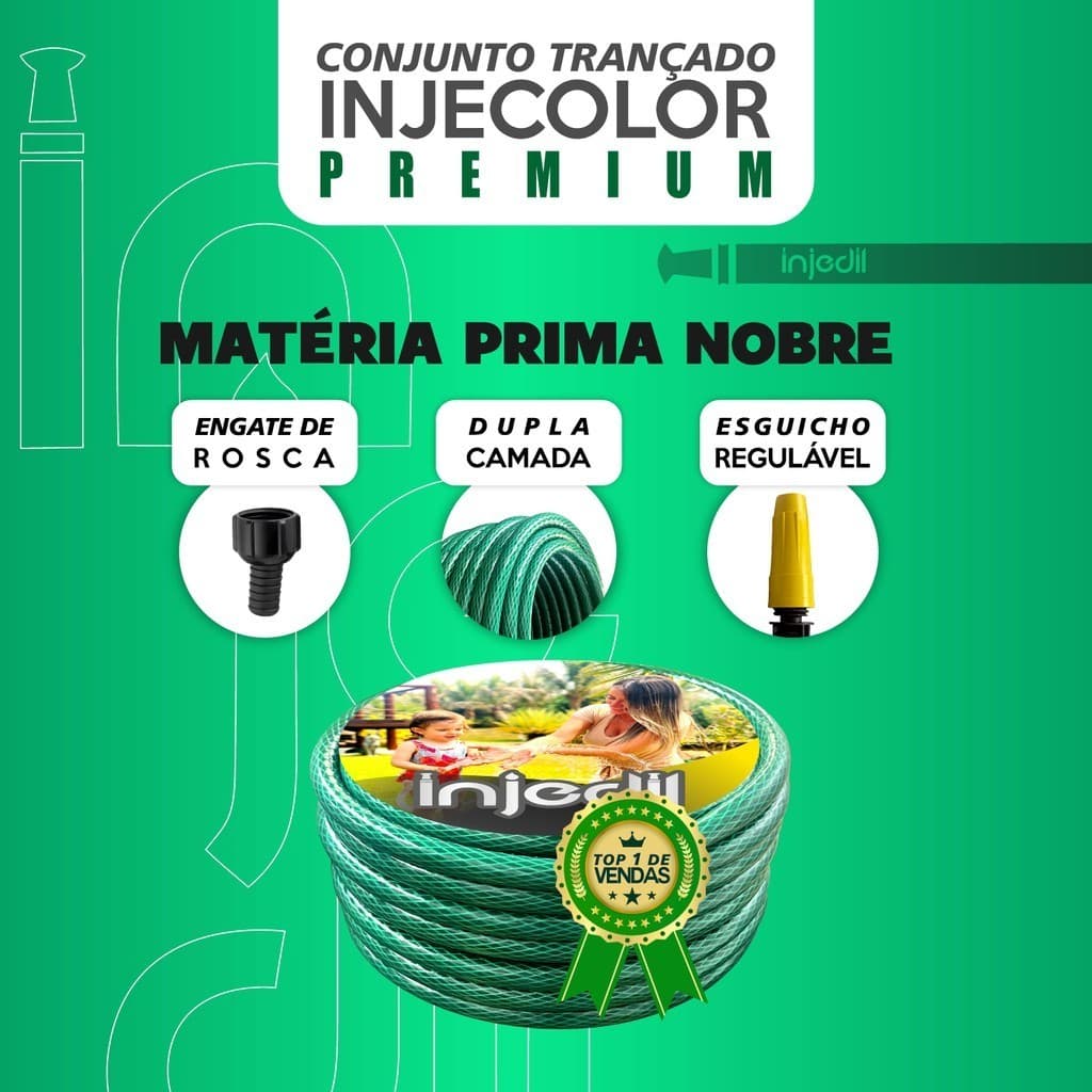 Mangueira Jardim Trançada 15 Metros Não Dobra Com Esguicho Cor Verde