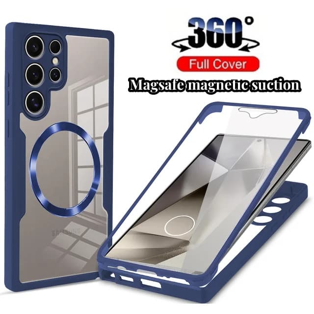 Para Samsung Galaxy S24 S23 S22 Ultra Plus S23 FE S21 FE Forte Sucção Magnética De Pele Amigável co 360 ° Estojo Telefone Celular Magnético Com Tudo Incluído Adequado