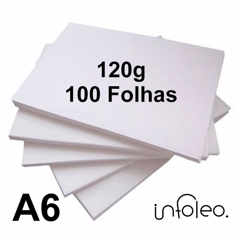 Papel Offset A6 120g 10,5x14,8cm Branco - 100 Folhas