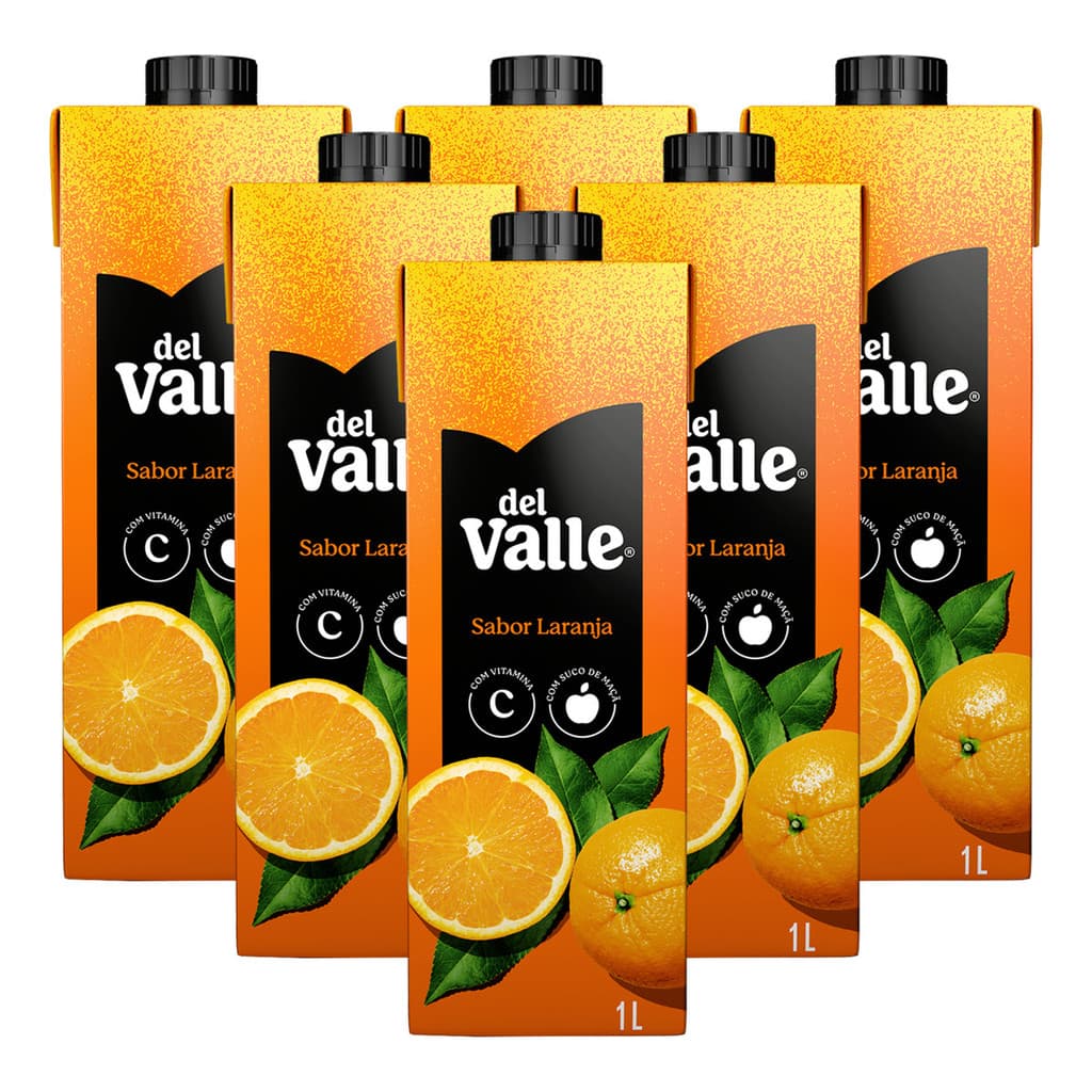 Suco Laranja Del Valle  1l Kit Com 6 Unidades
