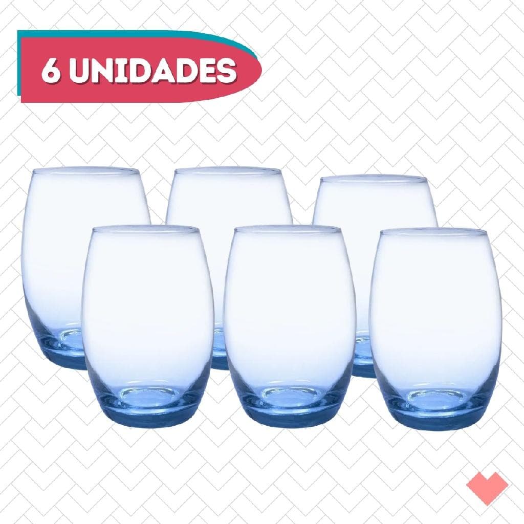 Jogo 6 Copos Bellagio Azul 450ml Grande Mesa Posta Luxo