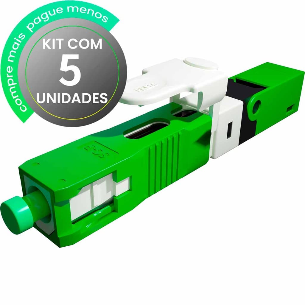 5 UNID - CONECTOR DE FIBRA OPTICA FAST CLICK APC OU UPC HOMOLOGADO ANATEL - 2 FLEX