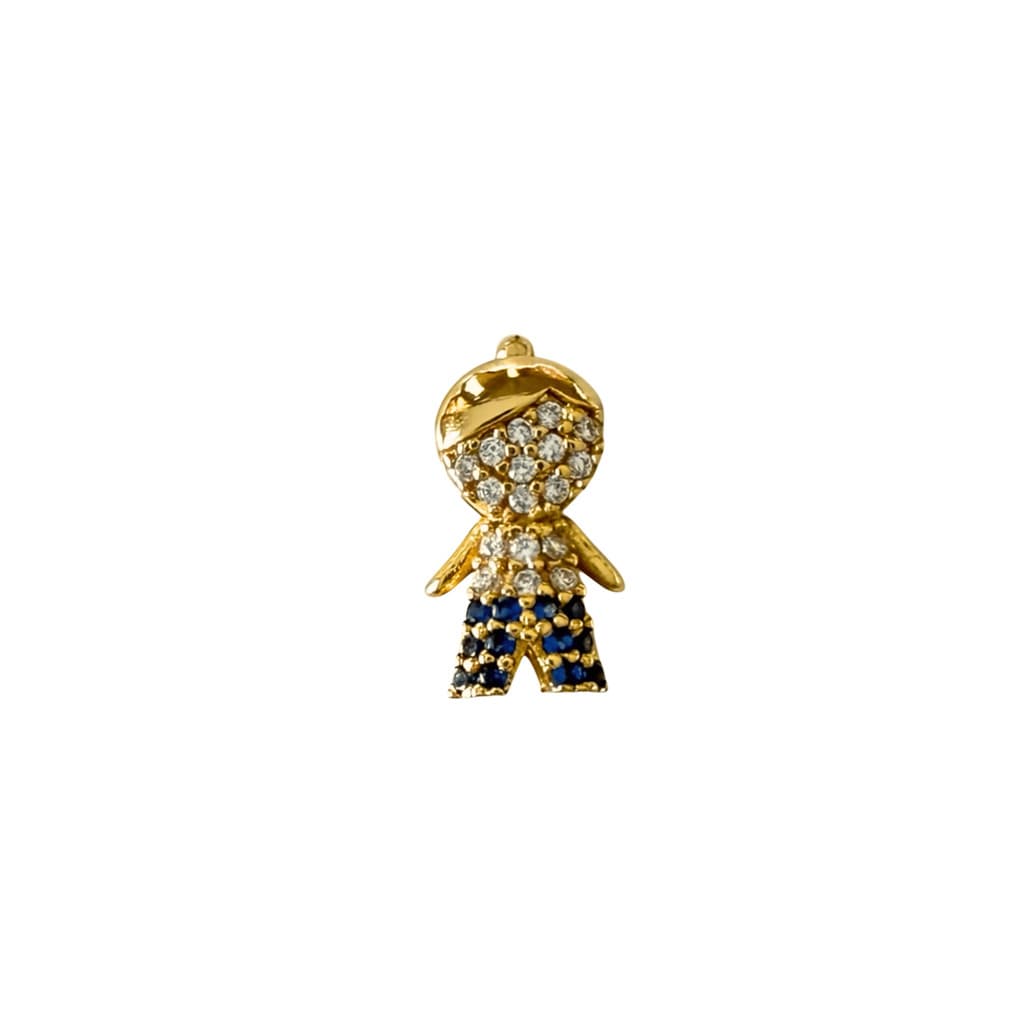 Pingente Berloque Menino Banhado a Ouro 18k Cristal/ Azul Marinho Semijoia Ciela