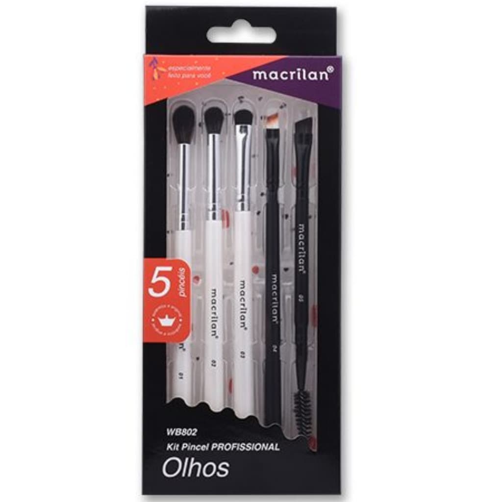 Kit 5 Pinceis Macrilan Profissional Área dos Olhos Wb802