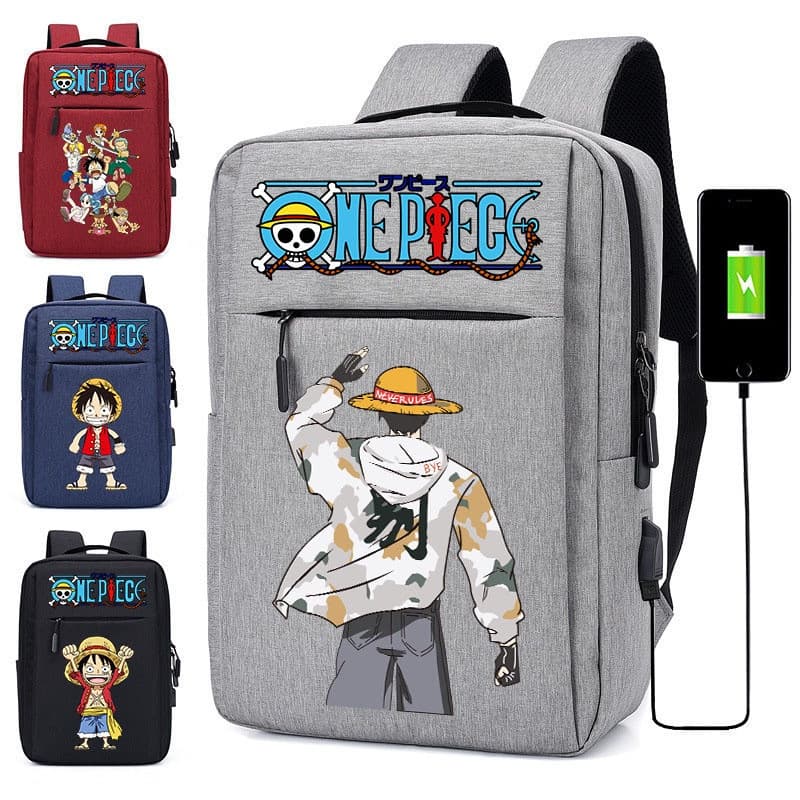 Mochila Anime One Piece para Mulheres Mochila Portátil para Homens Mochila Escolar Coreana para Viagem (Porta USB)