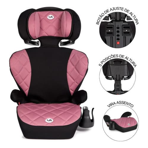 Cadeira Cadeirinha Assento Infantil Bebê Carro Triton II Rosa Tutti Baby