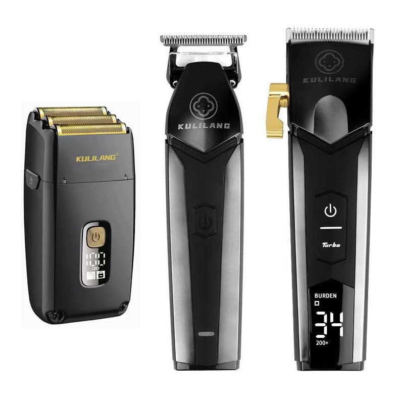 Madeshow Kulilang-Kit Profissional De Máquina De Corte De Cabelo Sem Fio , Cortador Com Tela LCD , Barbeiro Para Homens