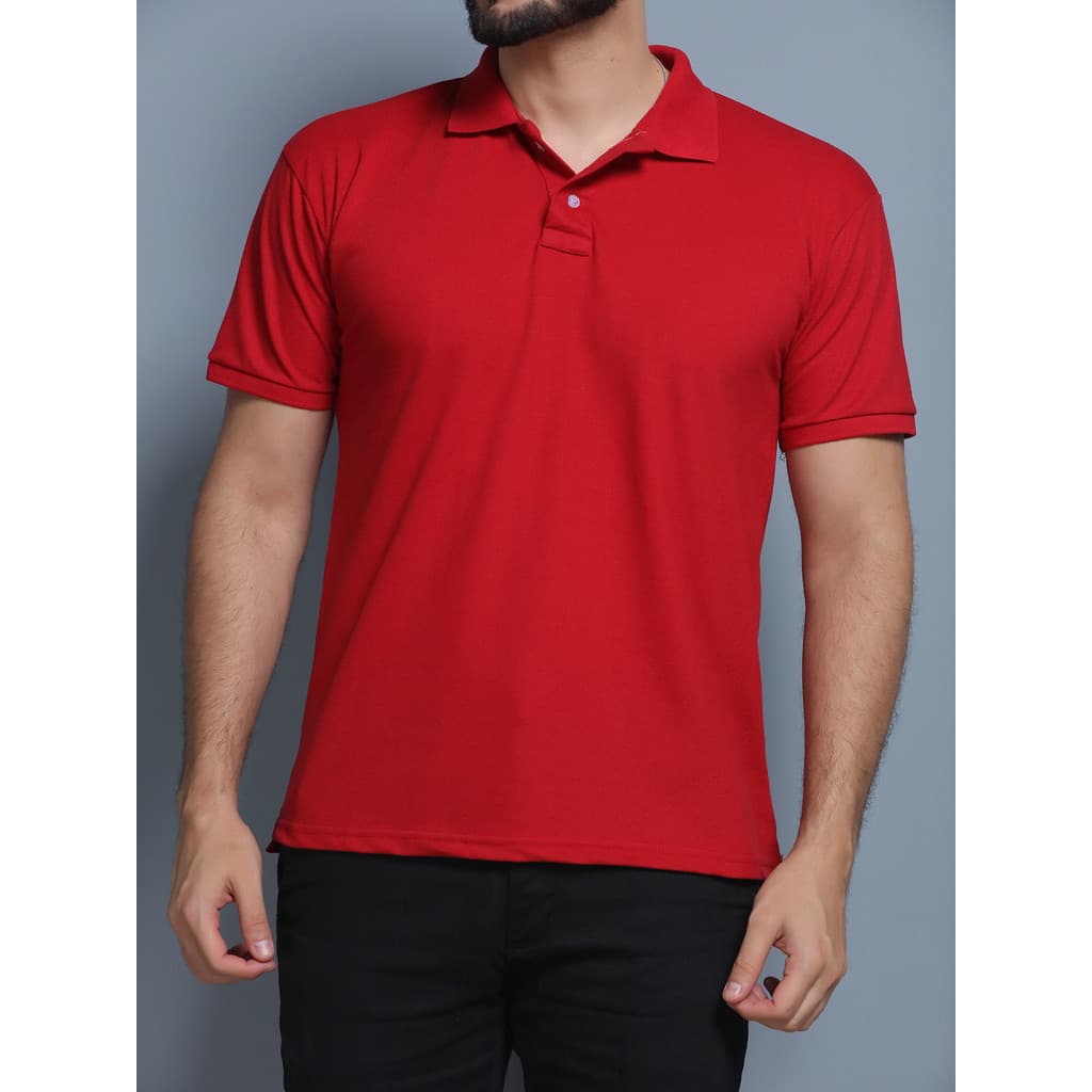 Camisa Gola Polo Masculina Camiseta Uniforme Para Bordar, lisa Cor Vemelho