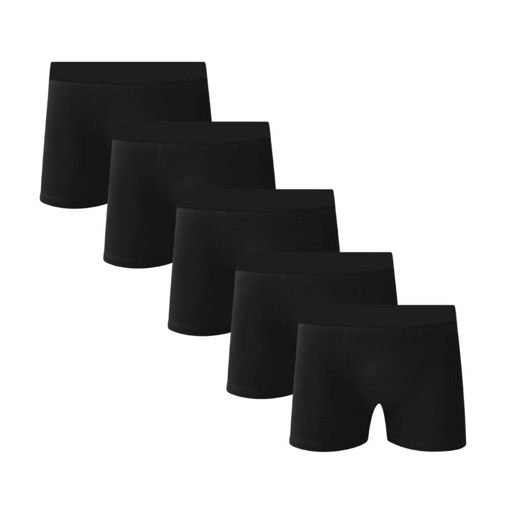 Kit 5 Cueca Box Boxer Lisa Básica Confortável Preta Microfibra Lisas Pretas