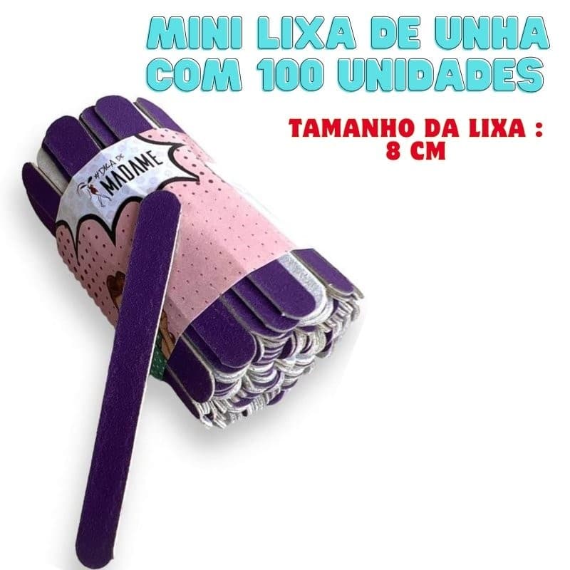 Lixa de Unha Mini Roxa com 100un