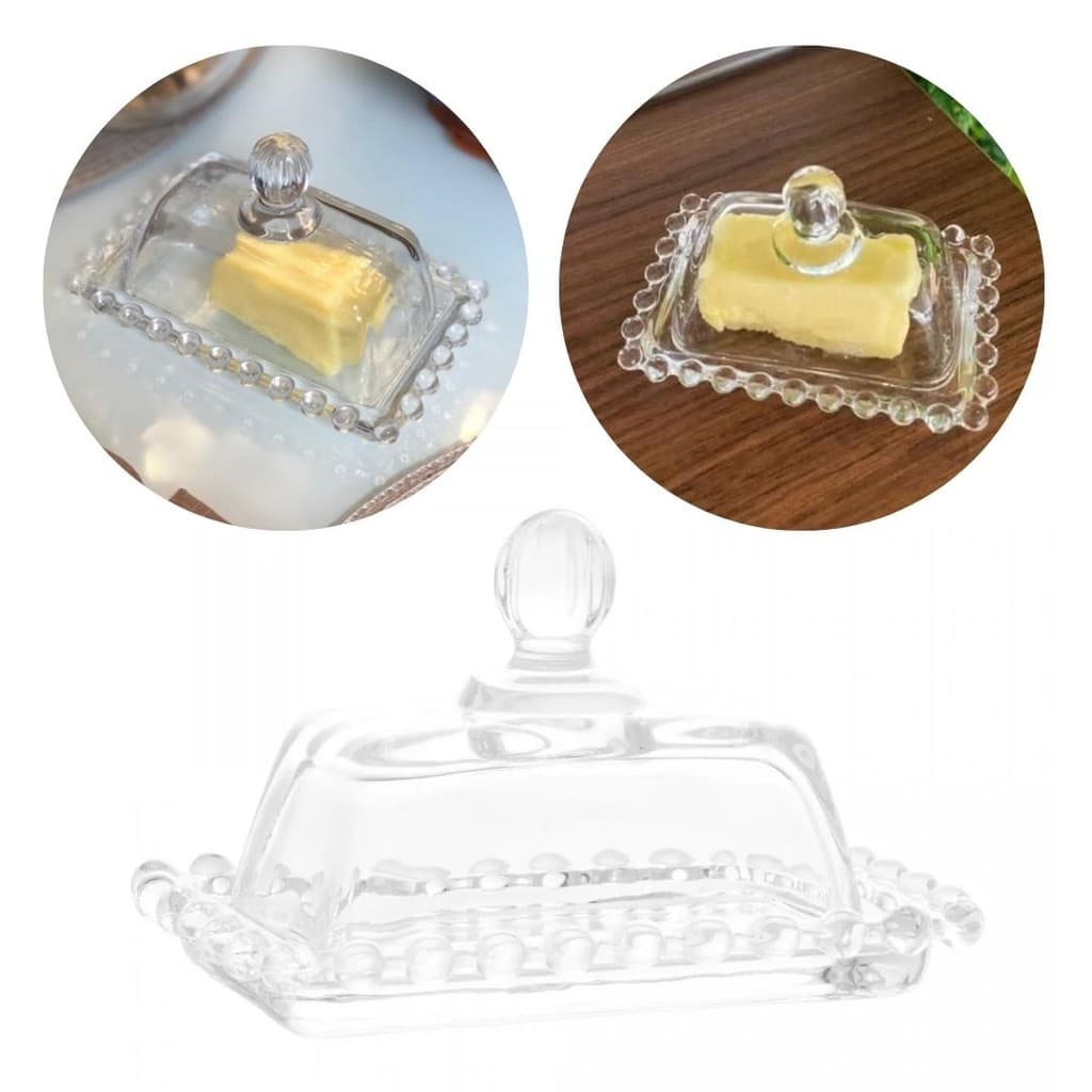 Mini Manteigueira de Cristal Pearl 11cm x 7cm - Wolff