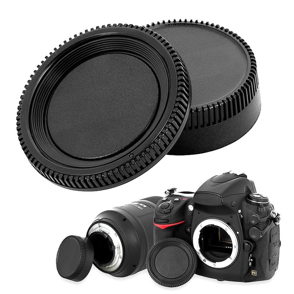 Kit Tampa Traseira Lente + Tampinha Frontal Corpo Câmeras Nikon Sem Logo