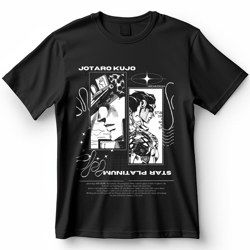 Camiseta Jojo's Bizarre Adventure Jotaro Kujo Blusa Camisa 100% Algodão toop