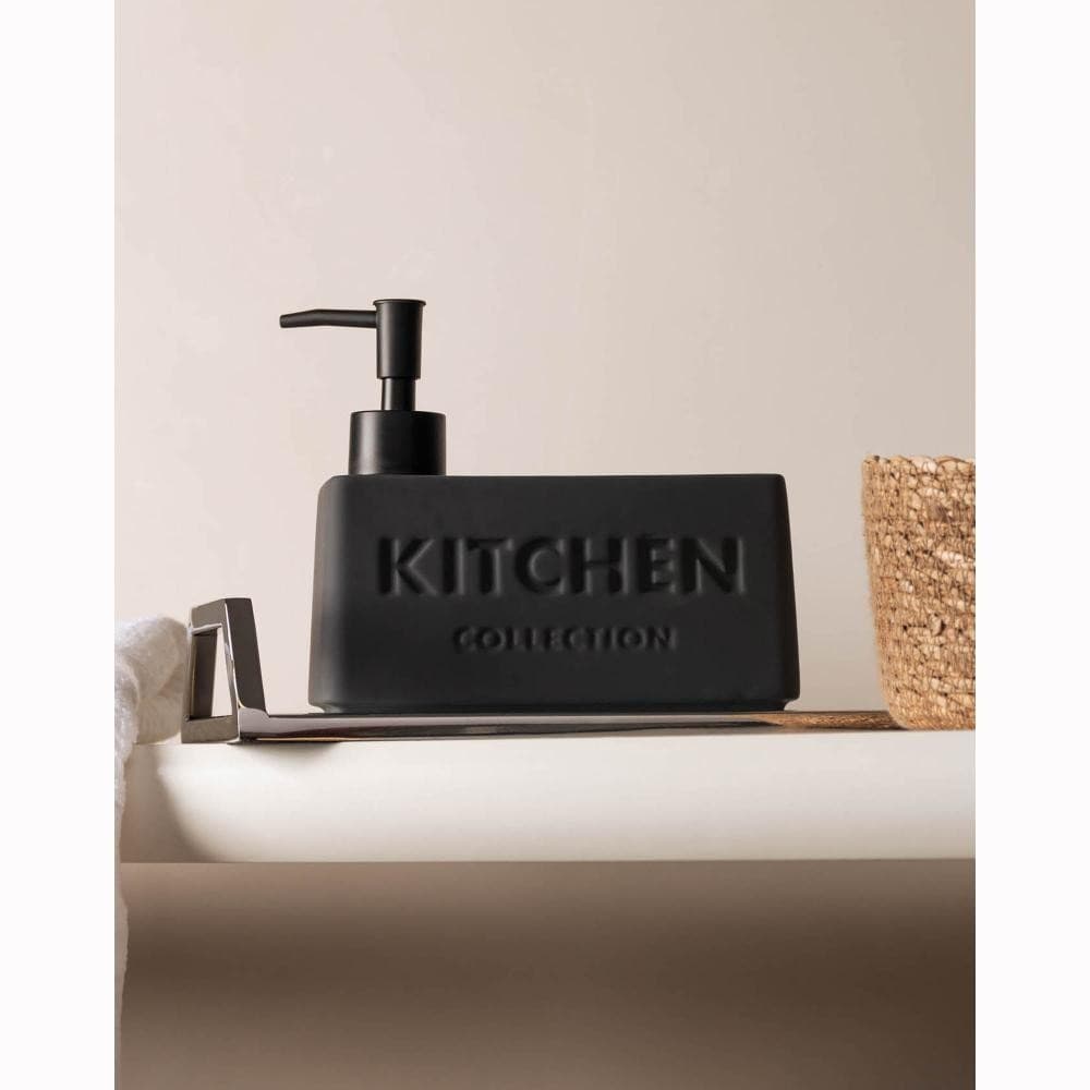 Porta Detergente Líquido Soft Touch de Cerâmica Cinza 380ml
