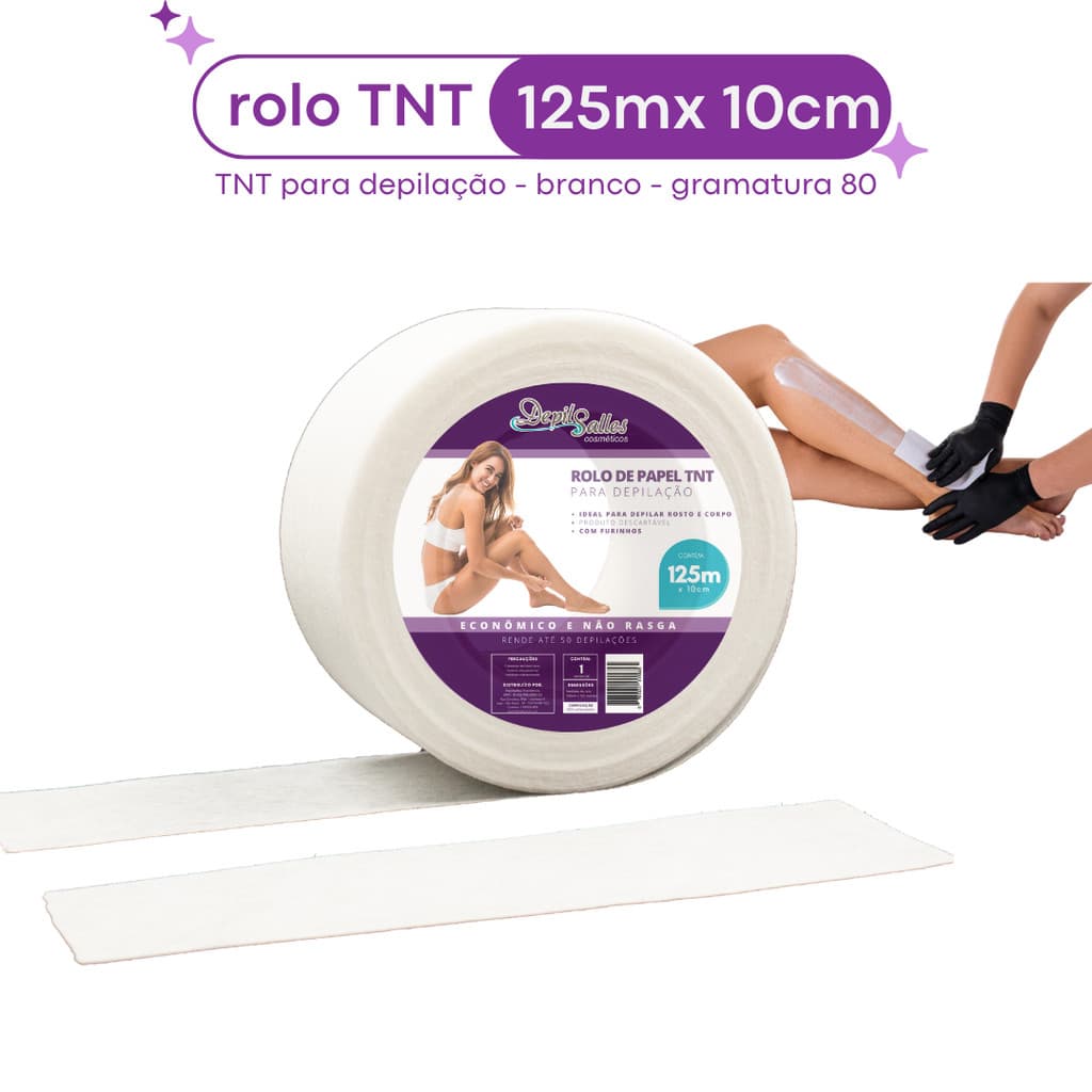 Rolo Papel TNT para Depilação 80gr DepilSalles - 125m x 10cm