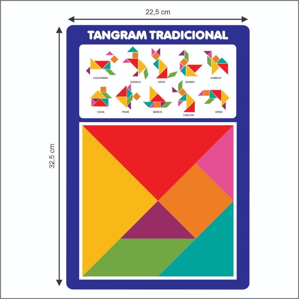 Tangram Jogo Madeira Brinquedo Educativo Escolar Pedagógico
