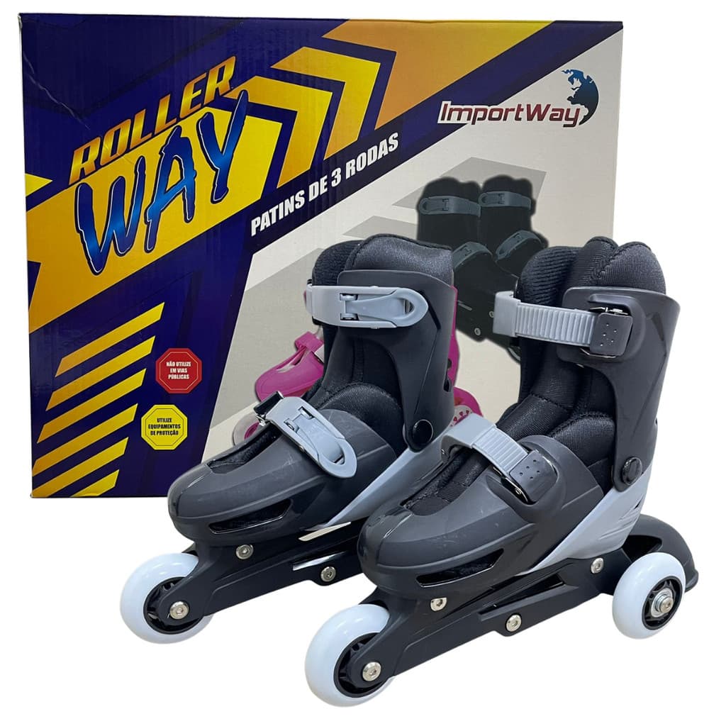 PATINS TRILINE 3 RODAS 2 EM 1 AJUSTAVEL PRETO PP 27 A 30 - BW022PTPP