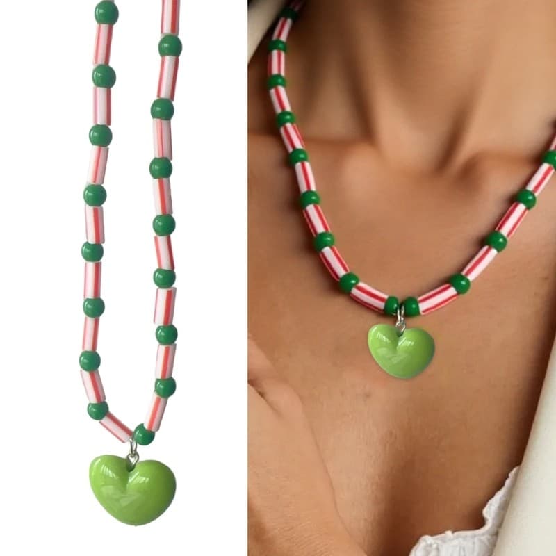 XY Elegante Frisado Coração Colar Charme Pingente Resina Textura Corrente Adequado Para Várias Ocasiões