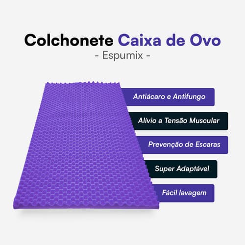 Caixa De Ovo Colchonete Solteiro Anti-escaras D45 188x85x6